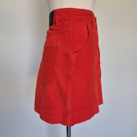 Afends Gemini Red Mixed Corduroy Cotton Mini Skirt Size 12 - Picture 4 of 11